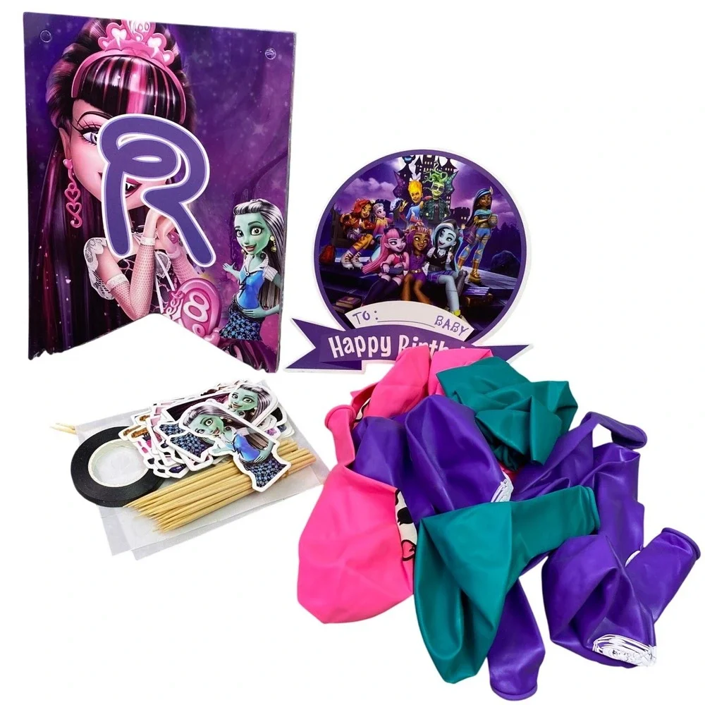 Monster High Birthday Party‎ Pack 18 Balloons 24 Cake Toppers Banner